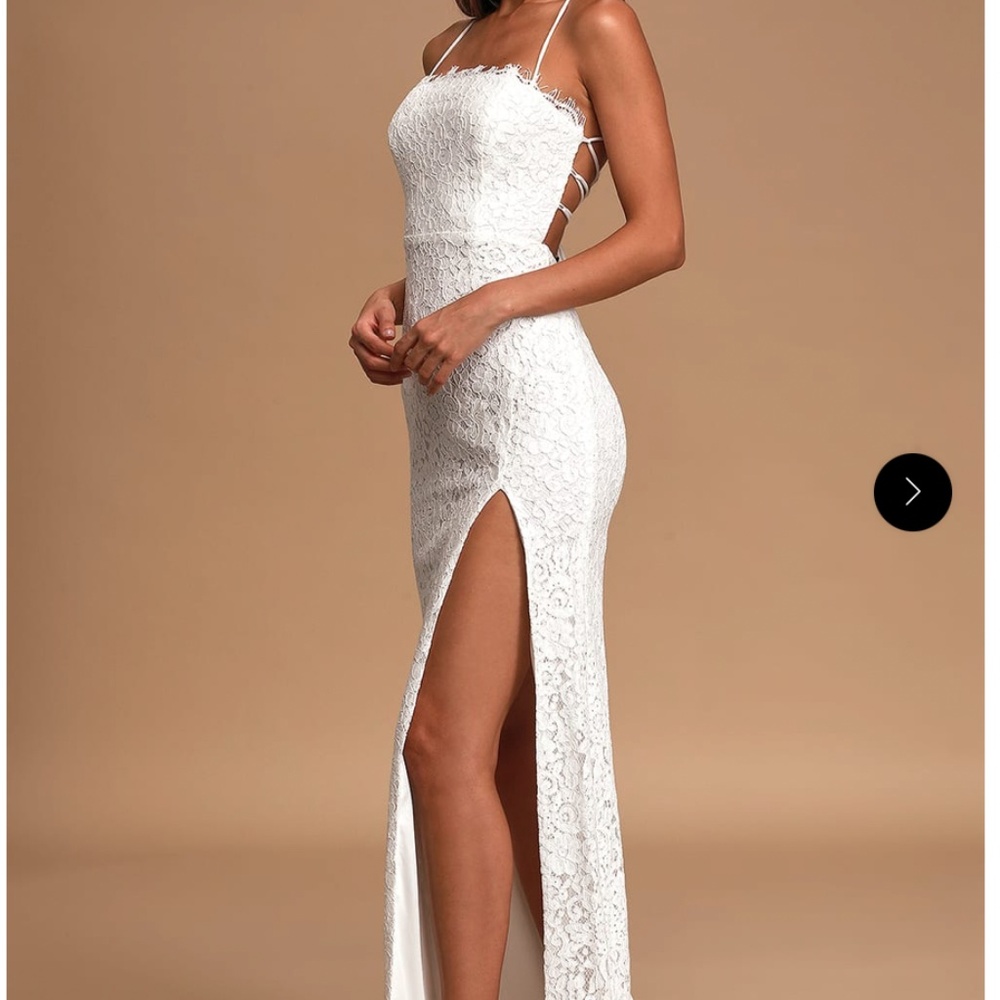 SOLD - Lulus Infinite Love Story Ivory Lace Lace-Up Maxi Dress Small